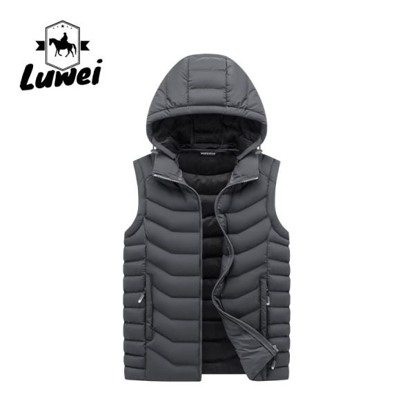 Custom Embroidered Windbreaker Hooded Sleeveless Utility Coat Thickened Men's Gilet Quilted Waistcoat Vest