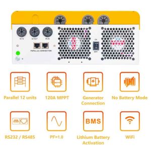 6.2KW Hybrid Inverter with RS232 RS485 Communication Interface and 48V Nominal