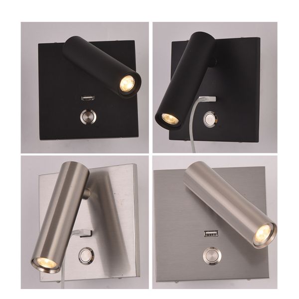 Surface mounted USB LED headboard wall light/Interior led bed wall light bedside wall light for hotel