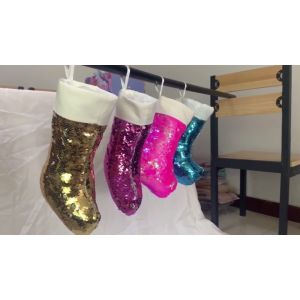 Wholesale 2021 High Quality Lovely Colorful Sequin Fabric Custom Dog Embroidery Pet Christmas Elf Stocking With Legs Christmas Stocking from china suppliers