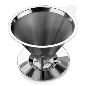 304 Stainless Steel Mesh Coffee Filter Pour Over Tap 89mm Silver