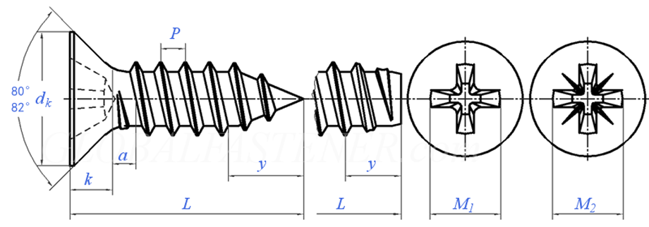 DIN7982 Countersunk Head Cross Drive Self Tapping Screws