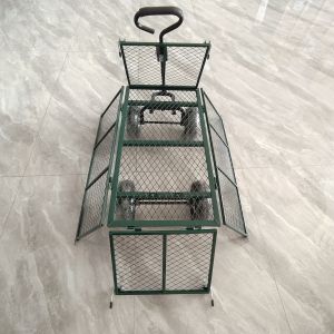 Foldable Detachable Garden Mesh Cart , Metal Spokes, Four Rubber Inflatable