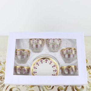 OEM 100ml Glass Cup And Saucer Retro Tree Glass Teacup