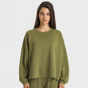 China Green Plus Women Hoodies Yoga Sports Tops With Elastic Cuffs Winter Long Sleeve on sale