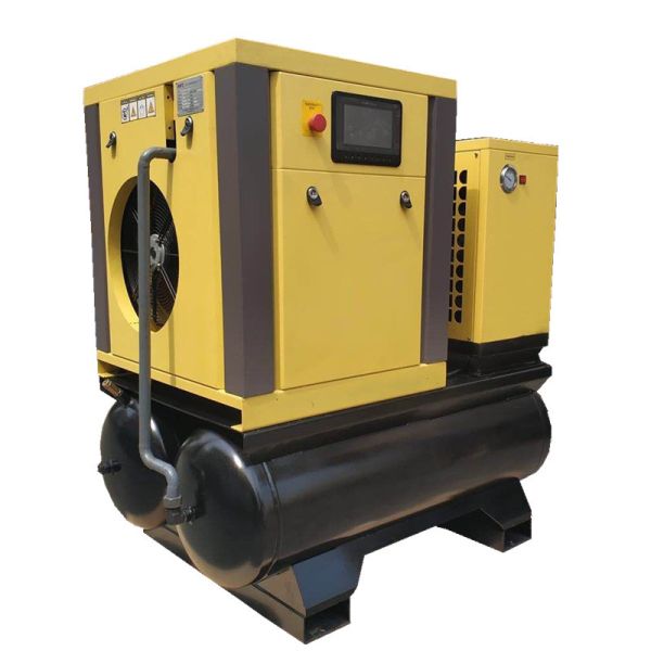 7.5kw 8bar tank mounted all in one screw air compressor with air tank and air