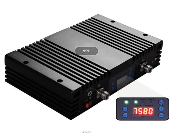 Quality Pico Triple Band Repeater 20dBm 70dB Gain Coverage 1000sqm With LCD Displayer for sale