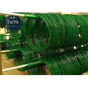 Green Plastic PVC Coated Razor Wire BTO22 Type High Tensile Prison Razor Wire