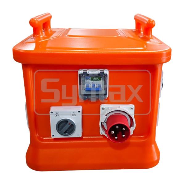 Quality Syntax MK1N 5P 32A Single & 3 Phase Outlets Portable Distribution Box PE Material Fitted With Switched Socket and RCBOs for sale