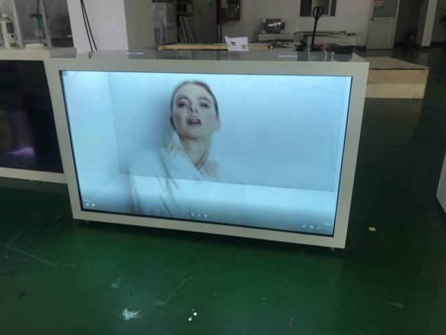 55 Inch Transparent Video Display Cabinet Creating Immersive Visual Presentations for Modern Spaces