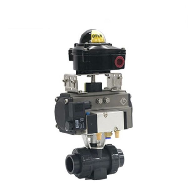 Quality Failed Close UPVC On Off Pneumatic Ball Valve For Acid Alkali Corrosive Liquid for sale
