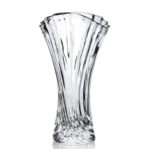 Quality Custom Design Twist Shape Fashion Engraved Exquisite Glass Vase with Pattern Decorative for sale