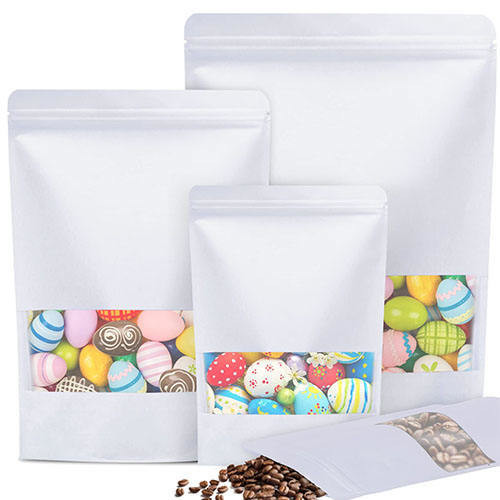 Quality Kraft Paper Bag with Resealable Lock Seal Zipper and Stand Up Design Transparent Window for sale