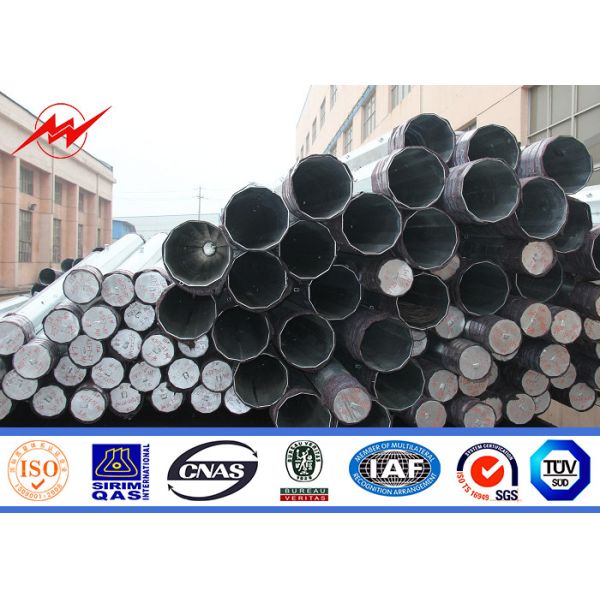 Quality 11M 2.5KN Octagonal Galvanized Steel Pole Bitumen Surface 34.5 KV Power Line Pole for sale