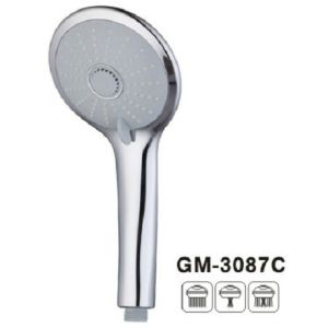 Smoothy Rotation Thumb Tab Polished Hand Round Chrome Shower Head Three Function