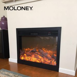 77cm Bevel Edge Wood Mantel Fireplace With Simulation Charcoal LED Fire