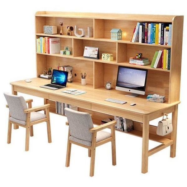 Shengwei Furniture Solid Wood Bookshelf Integrate Double Or Three-Person Writing