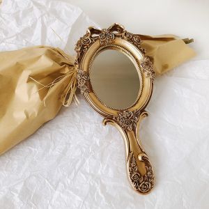 Wholesale Functional Wood Glass Vintage Handheld Makeup Mirrors Portable Retro Mirror for Girls from china suppliers