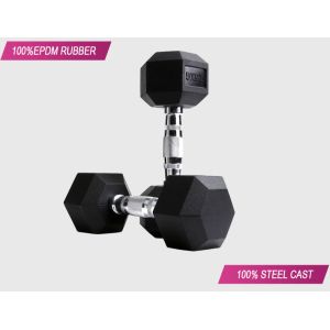 2.5kg 5kg 7.5kg 10kg Cast iron Black Rubber Coated Hex Fixed Dumbbell