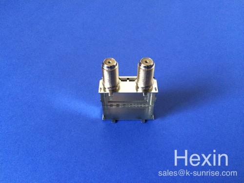 F connector with metal shielding cans