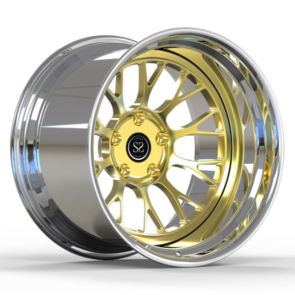Quality Deep Dish Gold 2 Piece Forged Wheels Polished Wheels Negative Offset 19X12j Porsche Gt4 Rims for sale