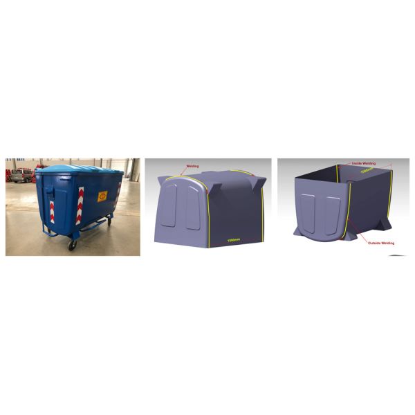 Galvanized Steel Big Rubbish Bin Welding Robot Unit