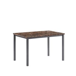 Marble Top 41.8" W table 5 Piece Kitchen Table Set 4 Black Faux Leather