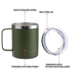 China 22 Oz Insulated Coffee Mug With Handle / Lid Double Wall Stainless Steel on sale
