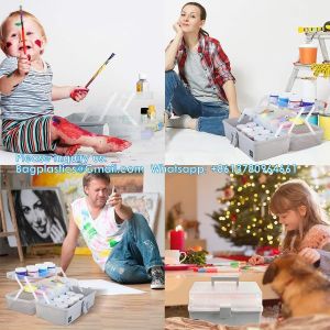 3-Layers Plastic Portable Storage Box,Household Plastic Craft Supply Box With