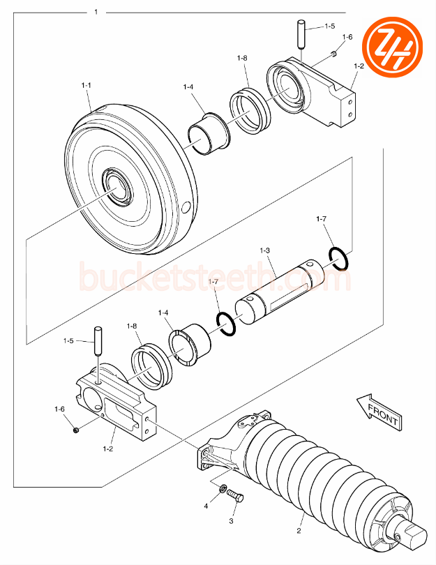 Anti Scratch 200101-00019A DX380 Mini Excavator Track Tension Doosan Excavator Parts