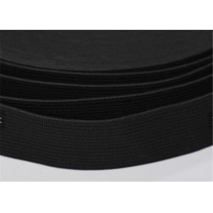 Black Flat Elastic Band / Elastic Webbing Straps For Hem Of Garment
