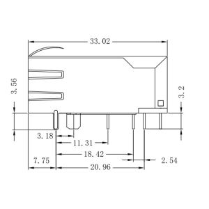 LPJK1045AHNL Magnetic RJ45 Jack , 33mm JK0-0145NL 10/100/1000Base-T