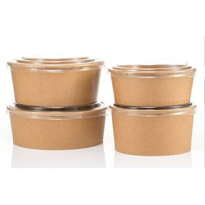 100% Eco Friendly Disposable Kraft Paper Salad Bowl paper bowl food container