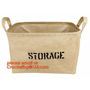 100% jute storage basket,natural jute material collapsible decorative storage