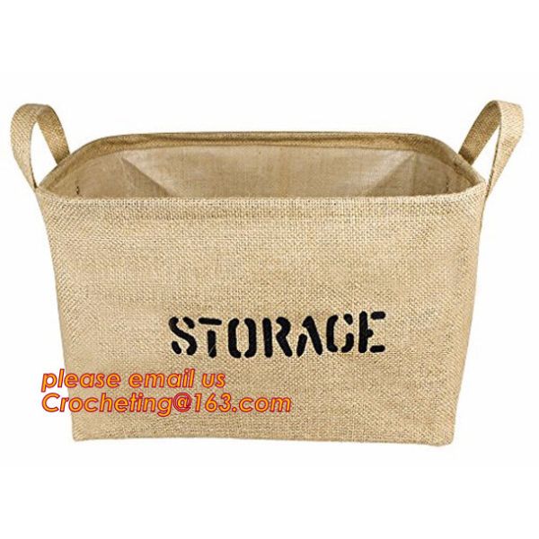 100% jute storage basket,natural jute material collapsible decorative storage
