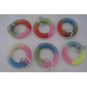 Gradient transparent color wrist lanyard coil key chain spring string coil key