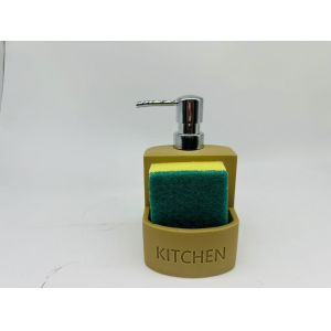 Rectangular Kitchen Utensil Caddy Soap Dispenser with ABS Pump Head and Sponge