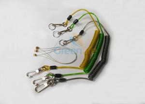 China Quick Release Colorful Tool Coiled Lanyards with Clips 2pcs and SS Split Ring and Wire loop connector on sale