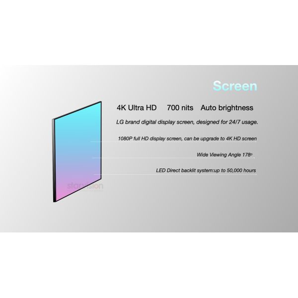 700cd/M2 Floor Stand Digital Signage 65inch 1080p AR Coating RAL Color