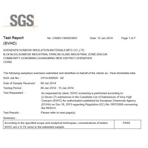 Shenzhen Sunbow Insulation Materials MFG. CO., LTD Certifications