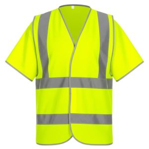 2 Inches Reflective Strip High Visibility Vest in Fluorescent Yellow with Up To
