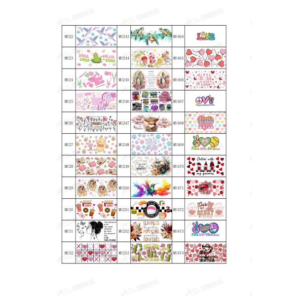 24oz UV DTF Tumbler Wraps UV Resistant Waterproof Weatherproof