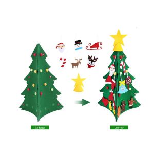 China Toddler Friendly Home Decorations 31pcs Diy 3d Felt Christmas Tree on sale