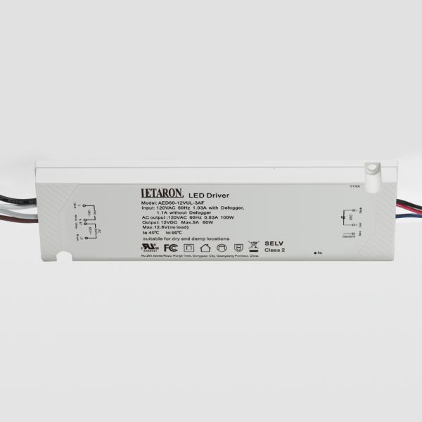 Over Current Protected 60W UL LED Power Supply with Defogger Relay Control