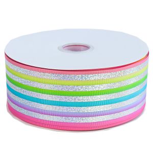 Silver Foil Personalisable Grosgrain Polyester Ribbon 75mm