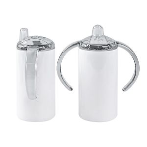 12oz Blank Stainless Steel Sublimation Tumblers Straight Sippy Cup With Straw