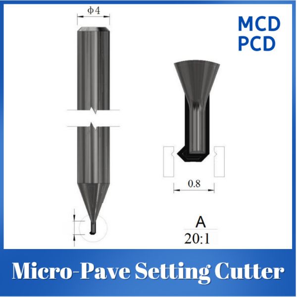 Quality Micro Pave Setting Cutter PCD MCD Diamond Tools Precision Positioning for sale