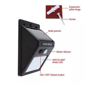 800mAh 200LMs Solar Powered 20 Led Motion Sensor Light Wireless Exterior