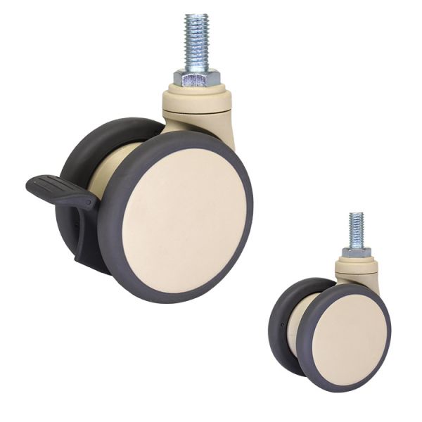 3 Inch TPR 95kg Loading Medical Casters With Threaded Stem