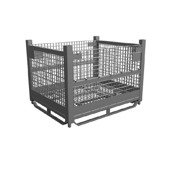 Quality Folding Q235 Stackable Mesh Pallet Cages Warehouse Grid Box Metal for sale